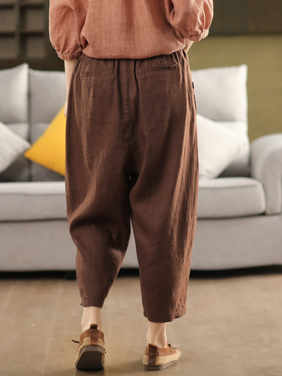100%Linen Harem Pants Summer Color Pure Women