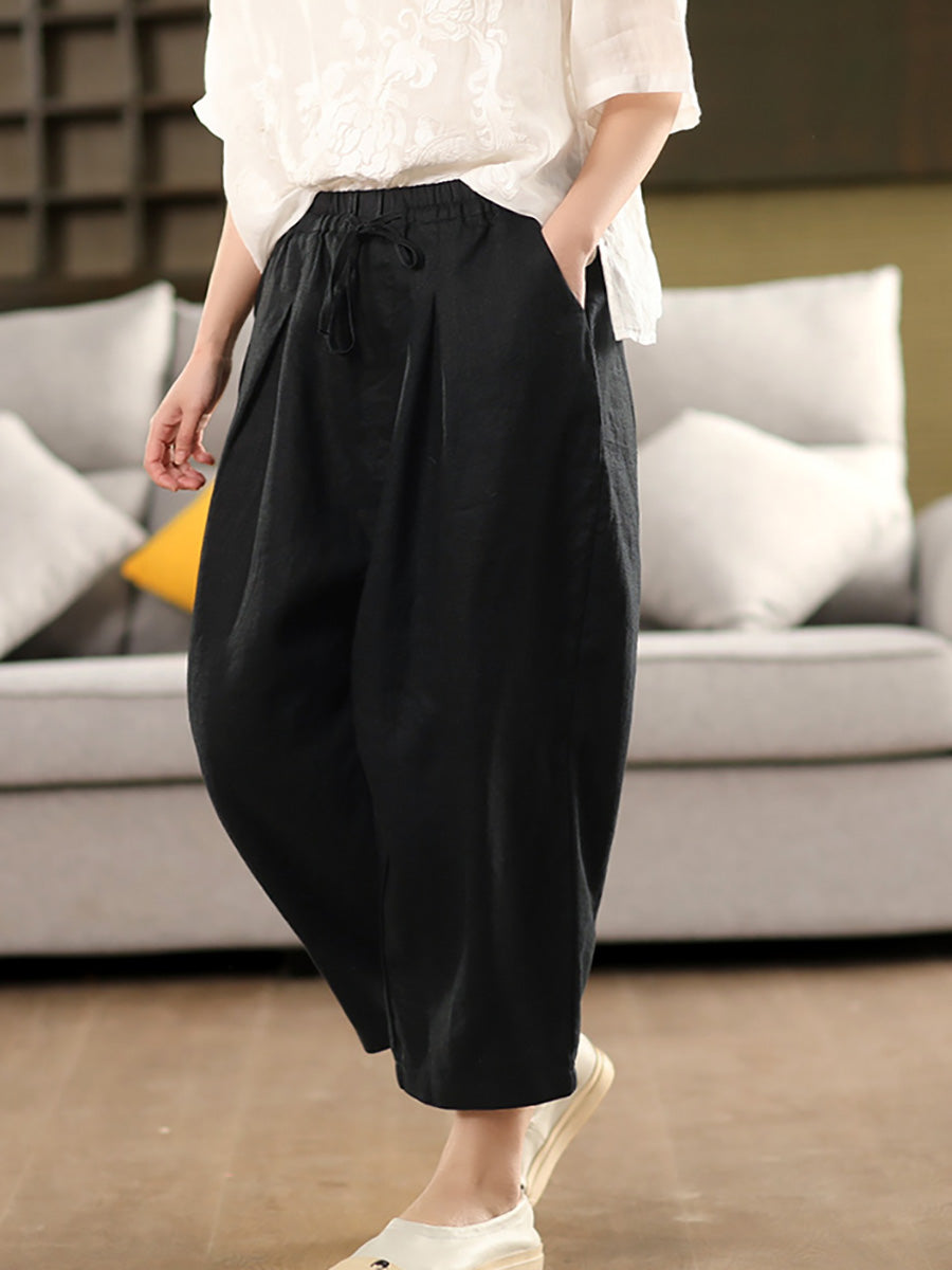 100%Linen Harem Pants Summer Color Pure Women