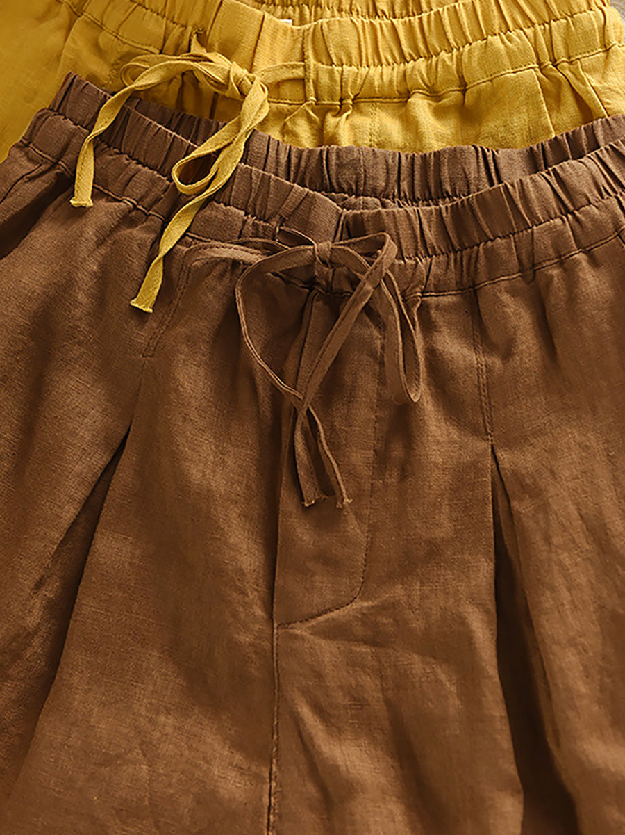100%Linen Harem Pants Summer Color Pure Women
