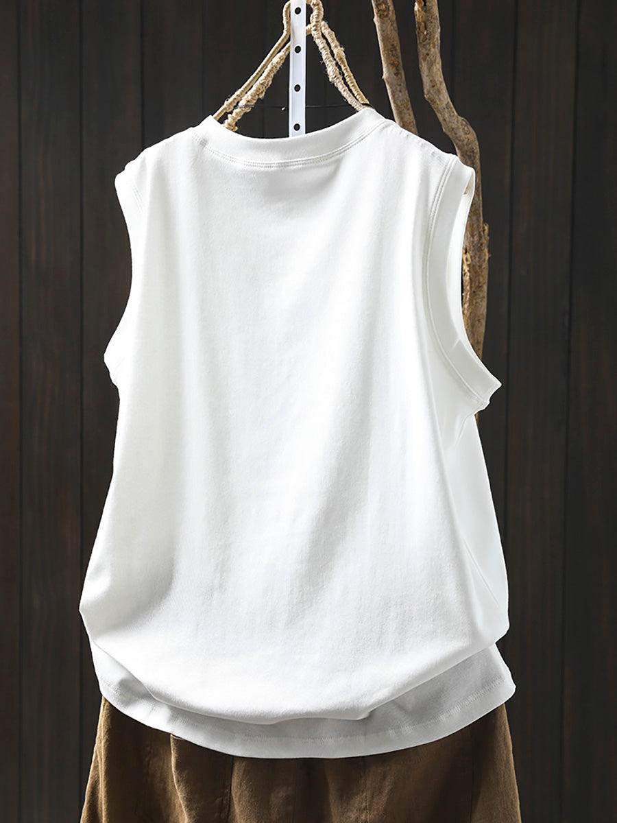 O-Neck Shirt Summer 100%Cotton Pure Color Casual Women