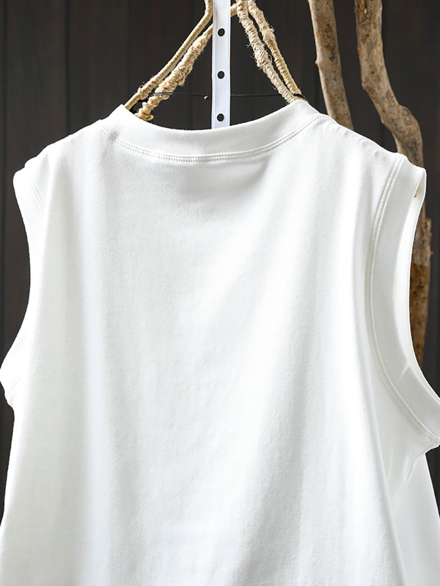 O-Neck Shirt Summer 100%Cotton Pure Color Casual Women