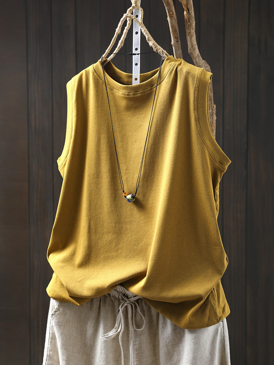 O-Neck Shirt Summer 100%Cotton Pure Color Casual Women