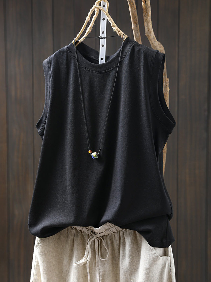 O-Neck Shirt Summer 100%Cotton Pure Color Casual Women