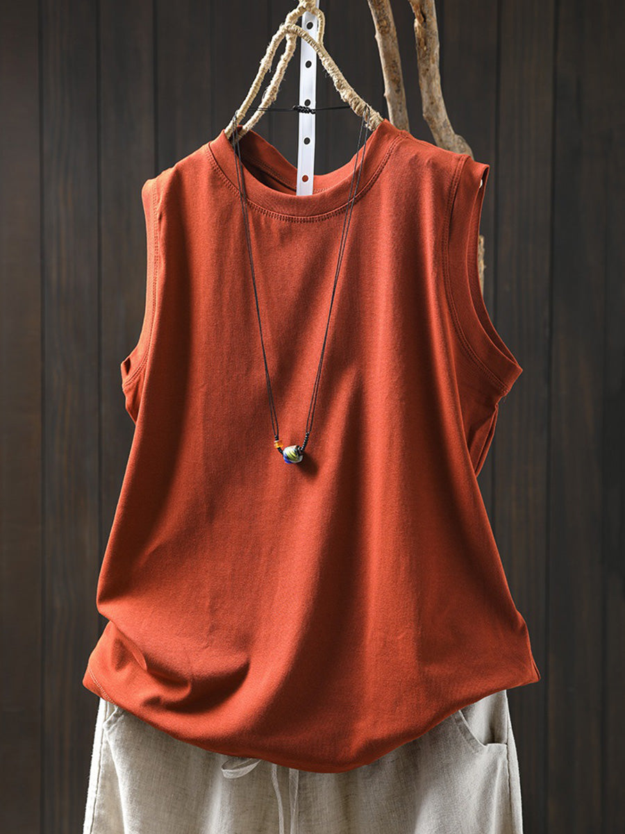 O-Neck Shirt Summer 100%Cotton Pure Color Casual Women