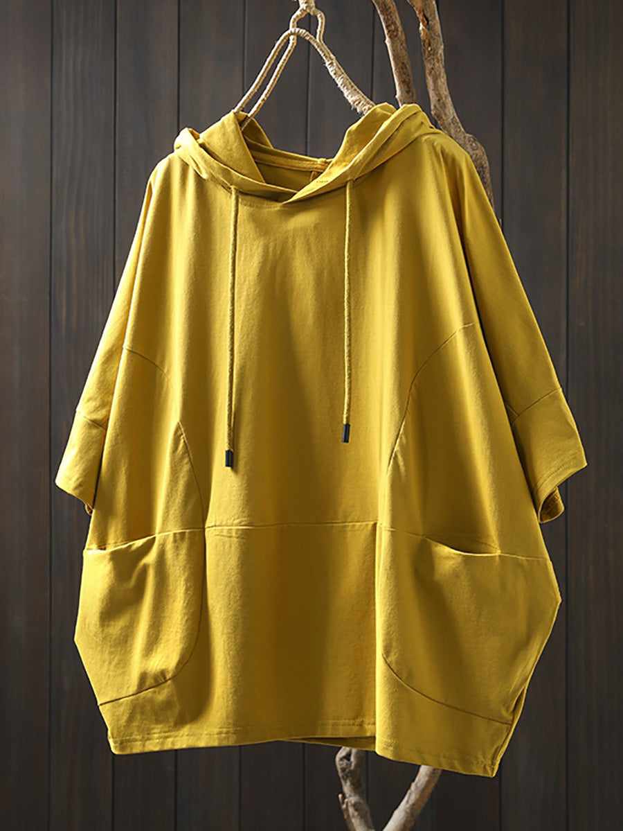 100%Cotton Pure Women Casual Summer Shirt Color Hooded