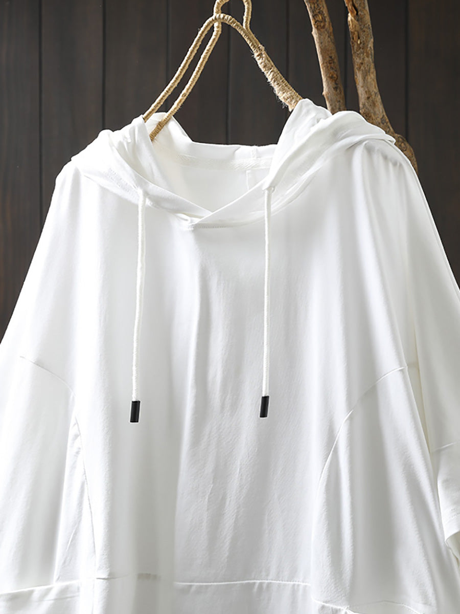 100%Cotton Pure Women Casual Summer Shirt Color Hooded