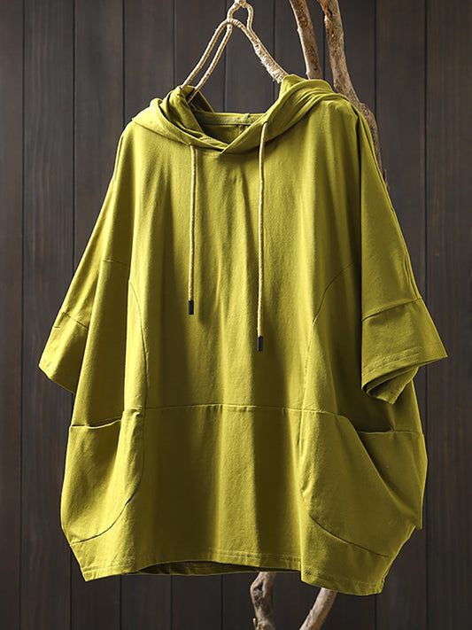 100%Cotton Pure Women Casual Summer Shirt Color Hooded