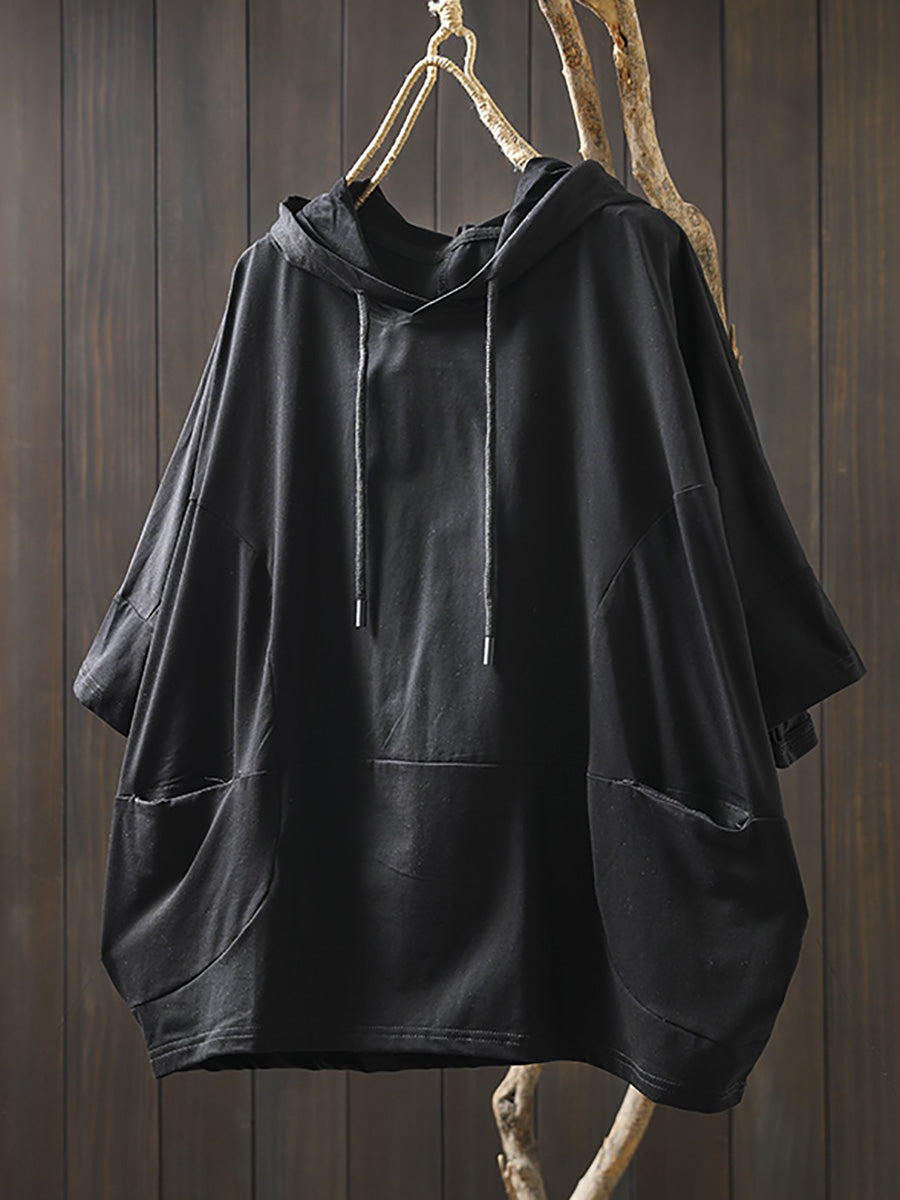 100%Cotton Pure Women Casual Summer Shirt Color Hooded