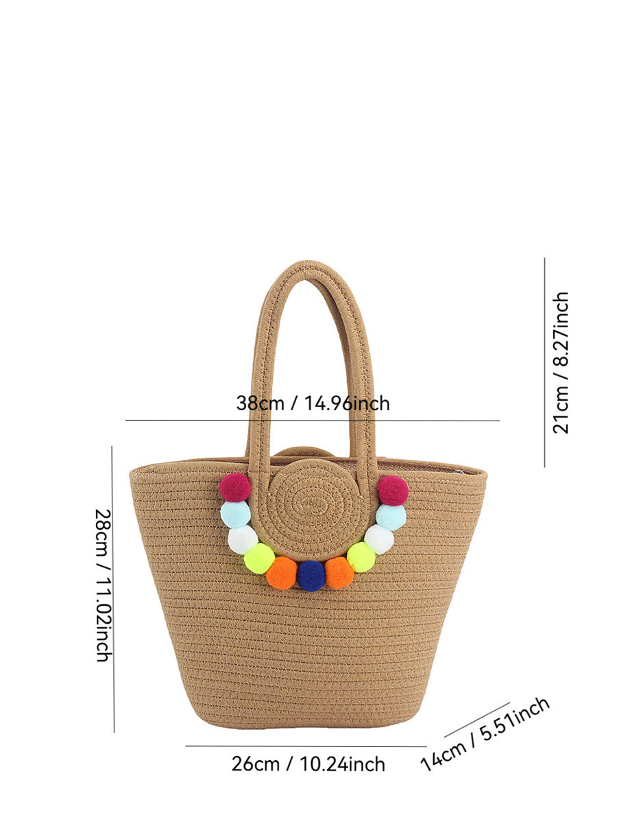 Shoulder Women Ball Bag Colorful Fashion Pendant Cotton