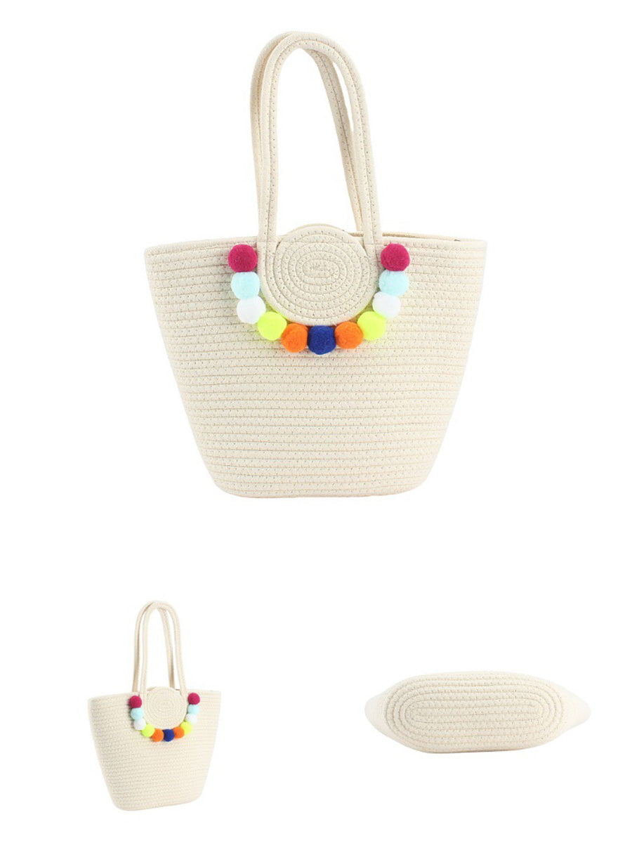 Shoulder Women Ball Bag Colorful Fashion Pendant Cotton