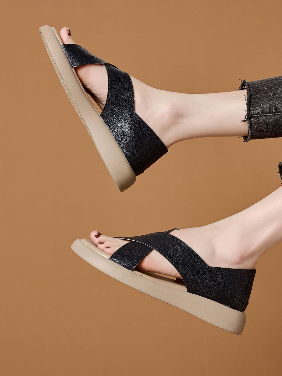 Color Leather Summer Casual Pure Women Slippers