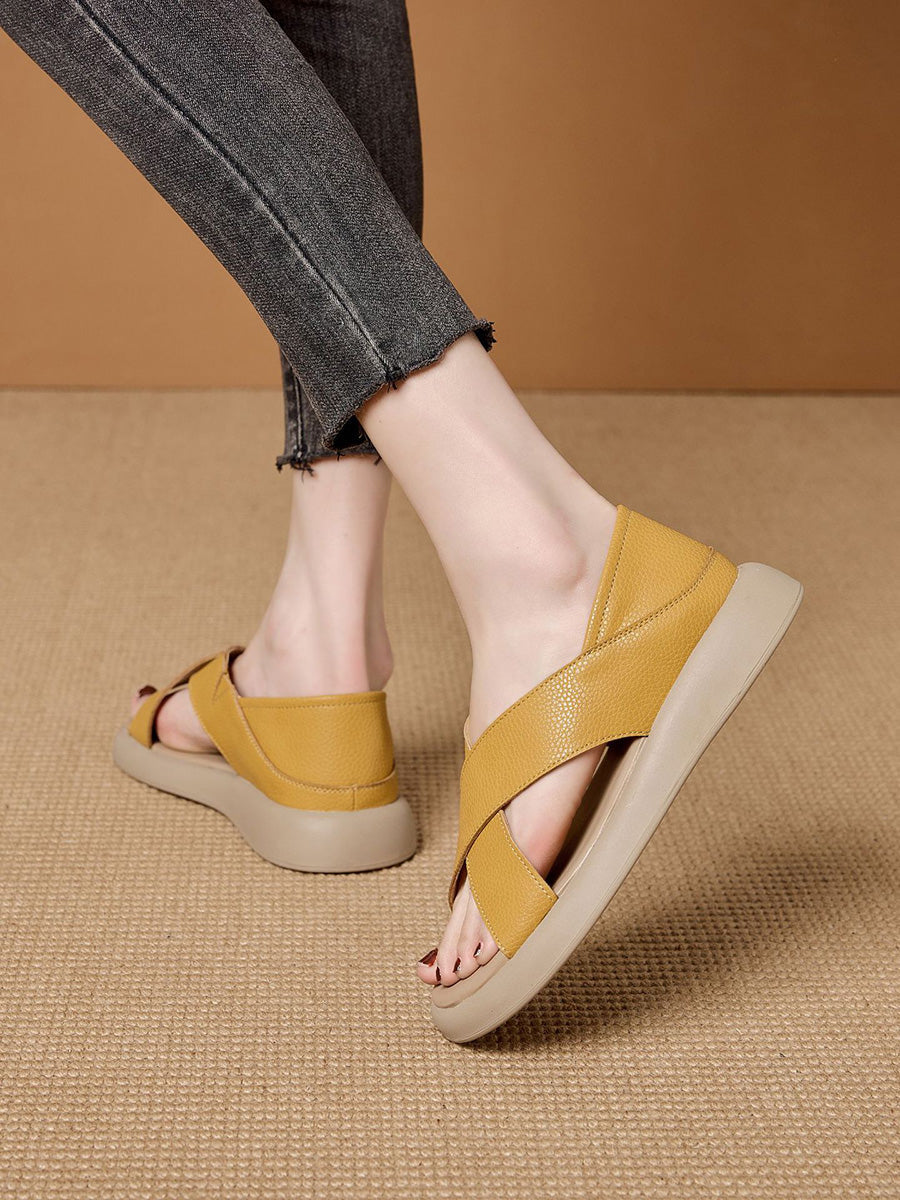 Color Leather Summer Casual Pure Women Slippers