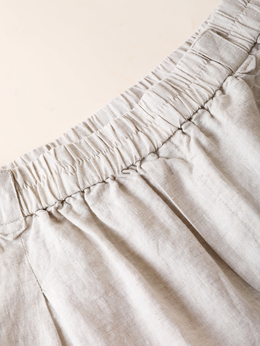 100%Linen Fifth Casual Pure Women Pants Summer Color