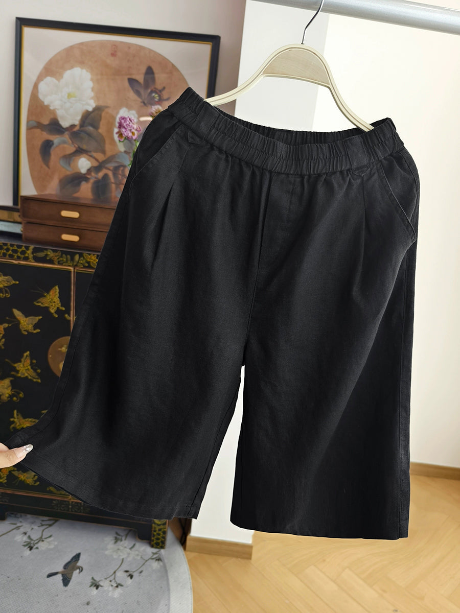 100%Linen Fifth Casual Pure Women Pants Summer Color