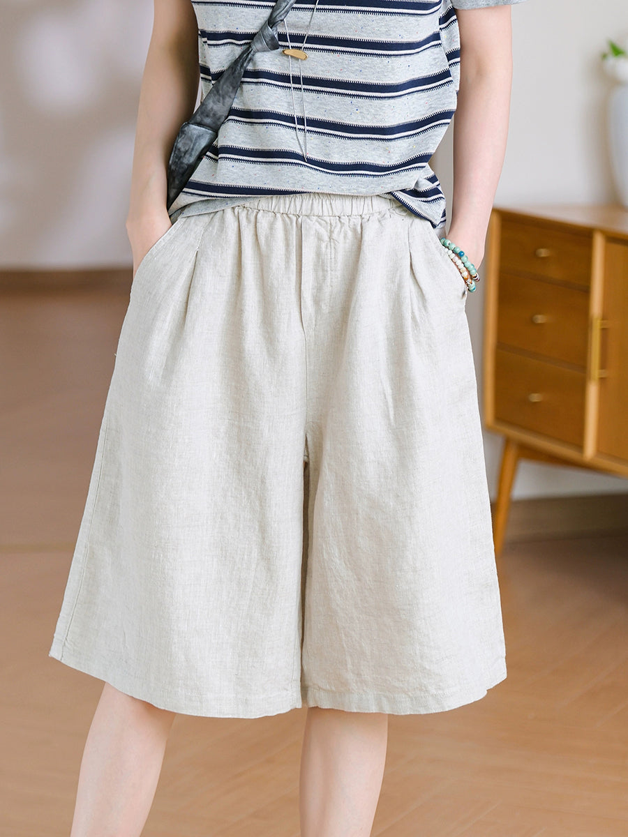 100%Linen Fifth Casual Pure Women Pants Summer Color