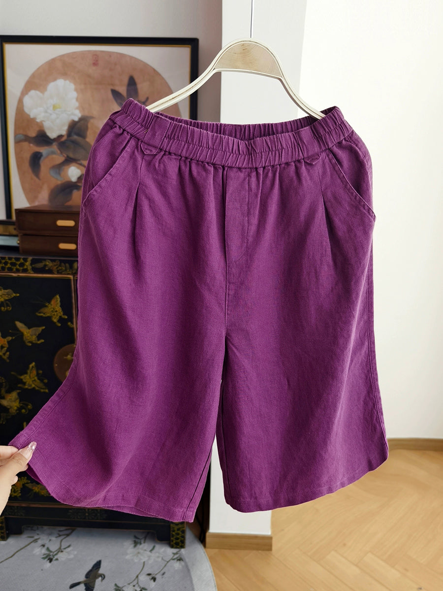 100%Linen Fifth Casual Pure Women Pants Summer Color