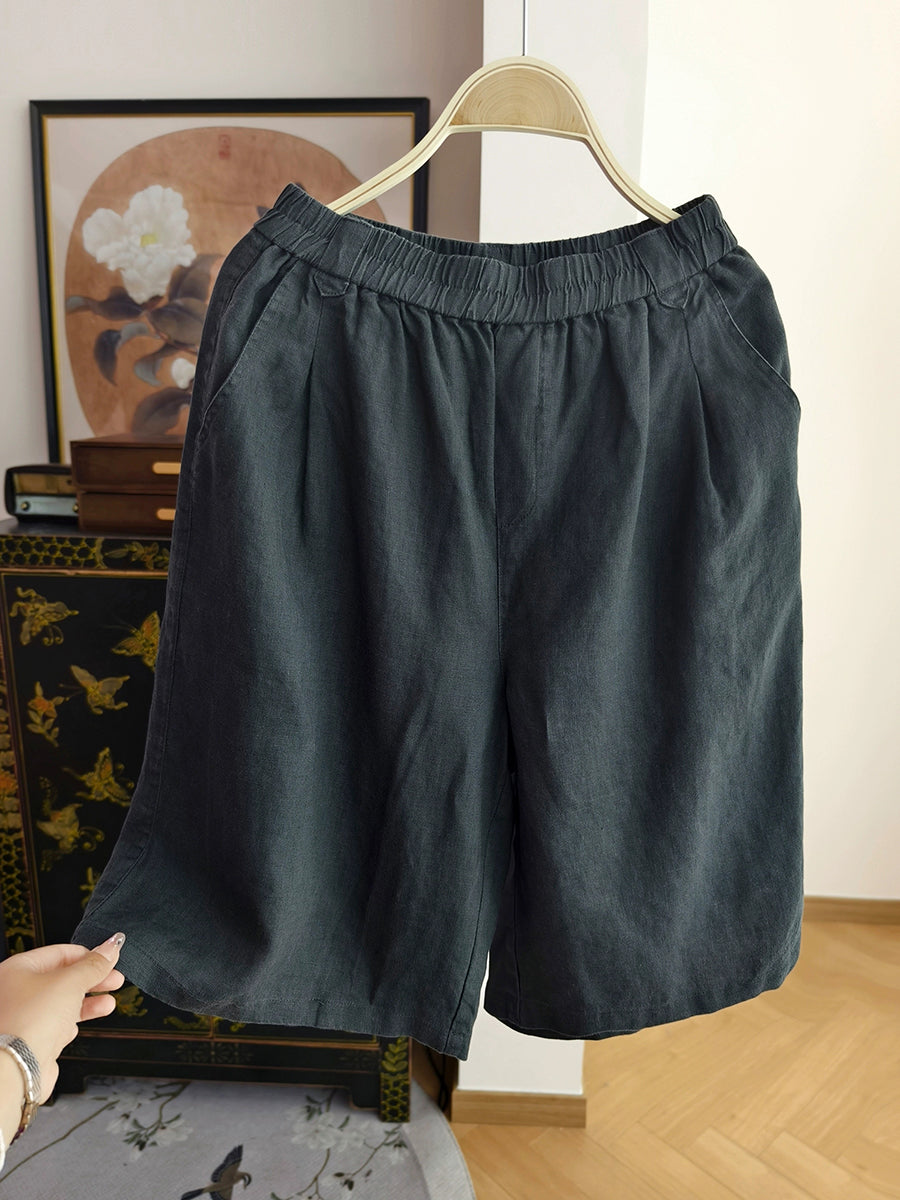 100%Linen Fifth Casual Pure Women Pants Summer Color