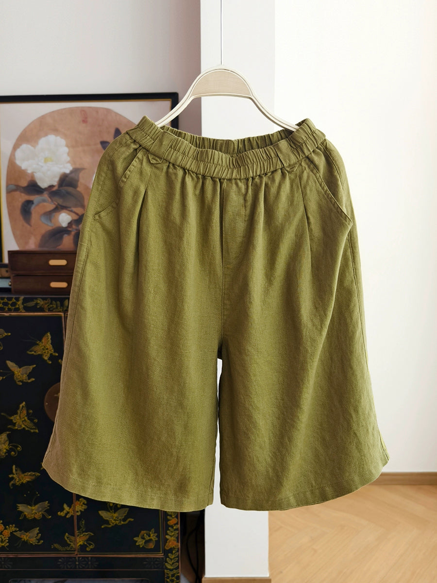 100%Linen Fifth Casual Pure Women Pants Summer Color