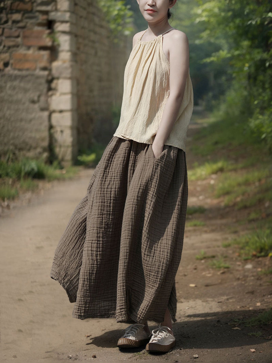 100%Cotton Color Skirt Pure Women Retro Summer