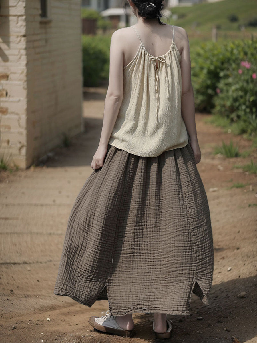 100%Cotton Color Skirt Pure Women Retro Summer