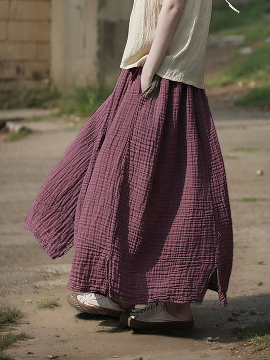 100%Cotton Color Skirt Pure Women Retro Summer