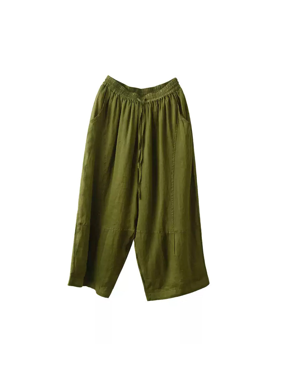 Pure Summer Artsy Women Loose Bloomers Color 100%Ramie