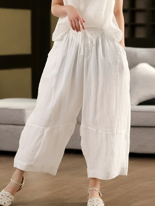 Pure Summer Artsy Women Loose Bloomers Color 100%Ramie