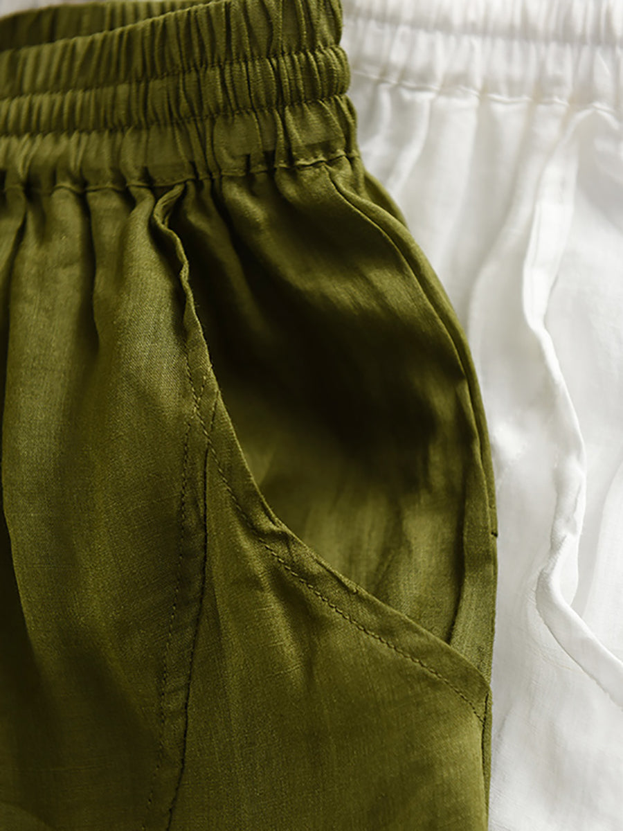 Pure Summer Artsy Women Loose Bloomers Color 100%Ramie