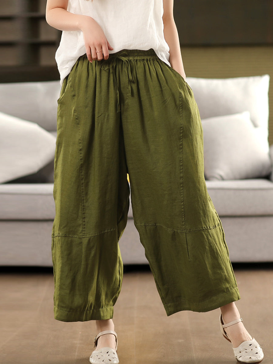 Pure Summer Artsy Women Loose Bloomers Color 100%Ramie