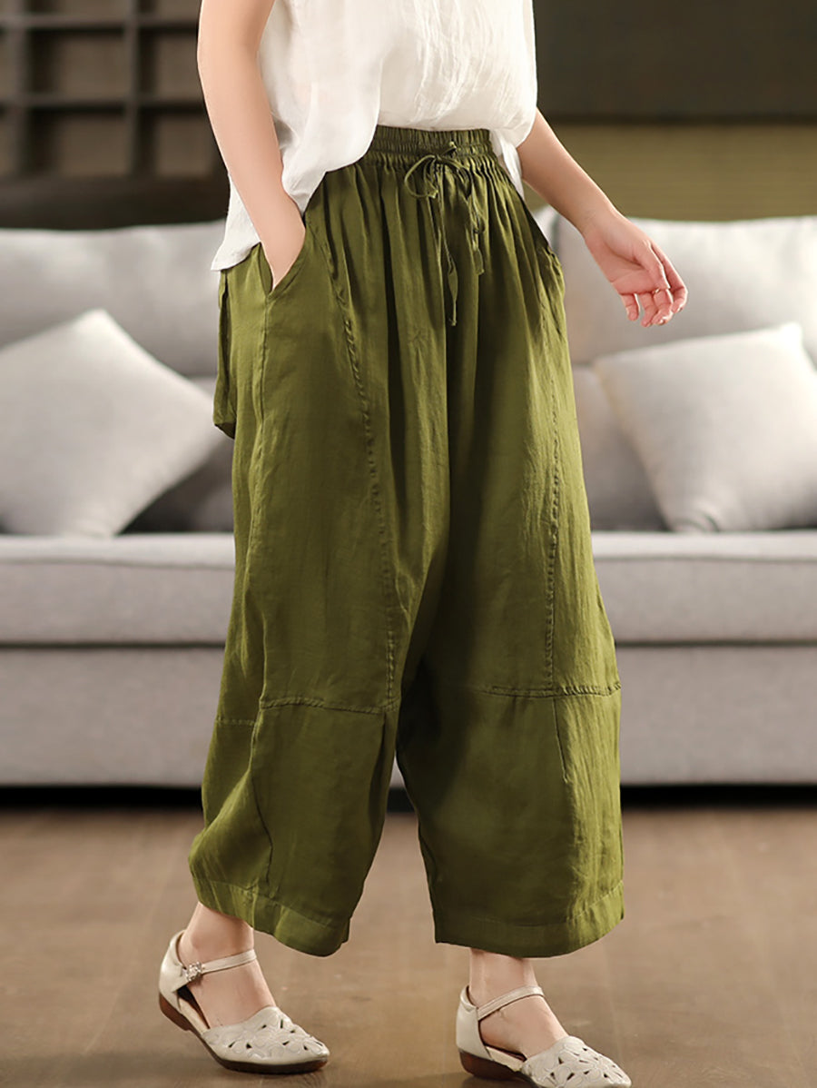 Pure Summer Artsy Women Loose Bloomers Color 100%Ramie