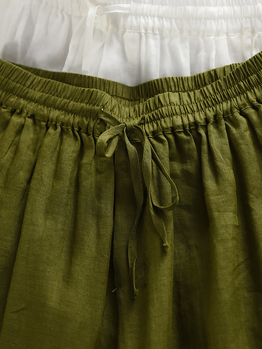 Pure Summer Artsy Women Loose Bloomers Color 100%Ramie