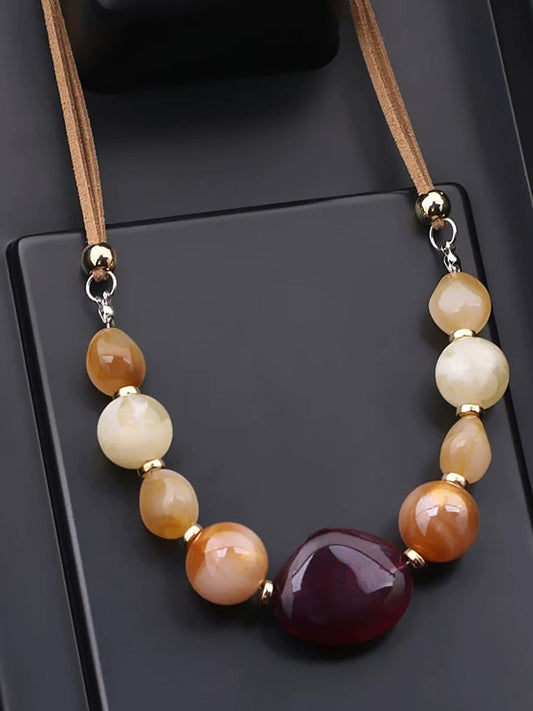 Pendant Colorful Necklace Vintage Women Stone