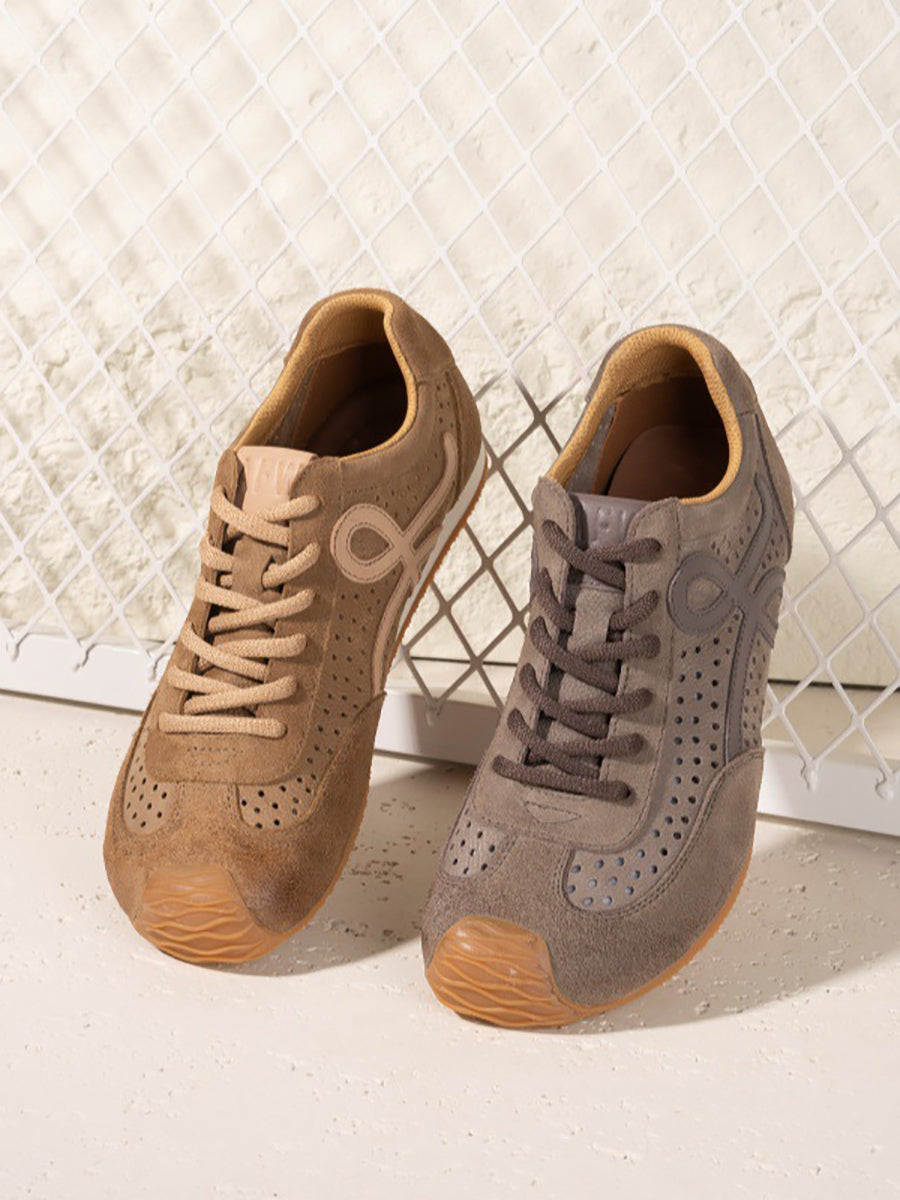 Sport Men Genuine Leather Vintage Shoes Breathable