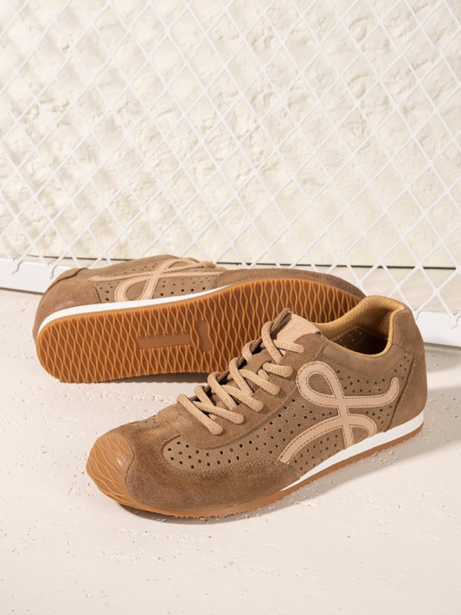 Sport Men Genuine Leather Vintage Shoes Breathable