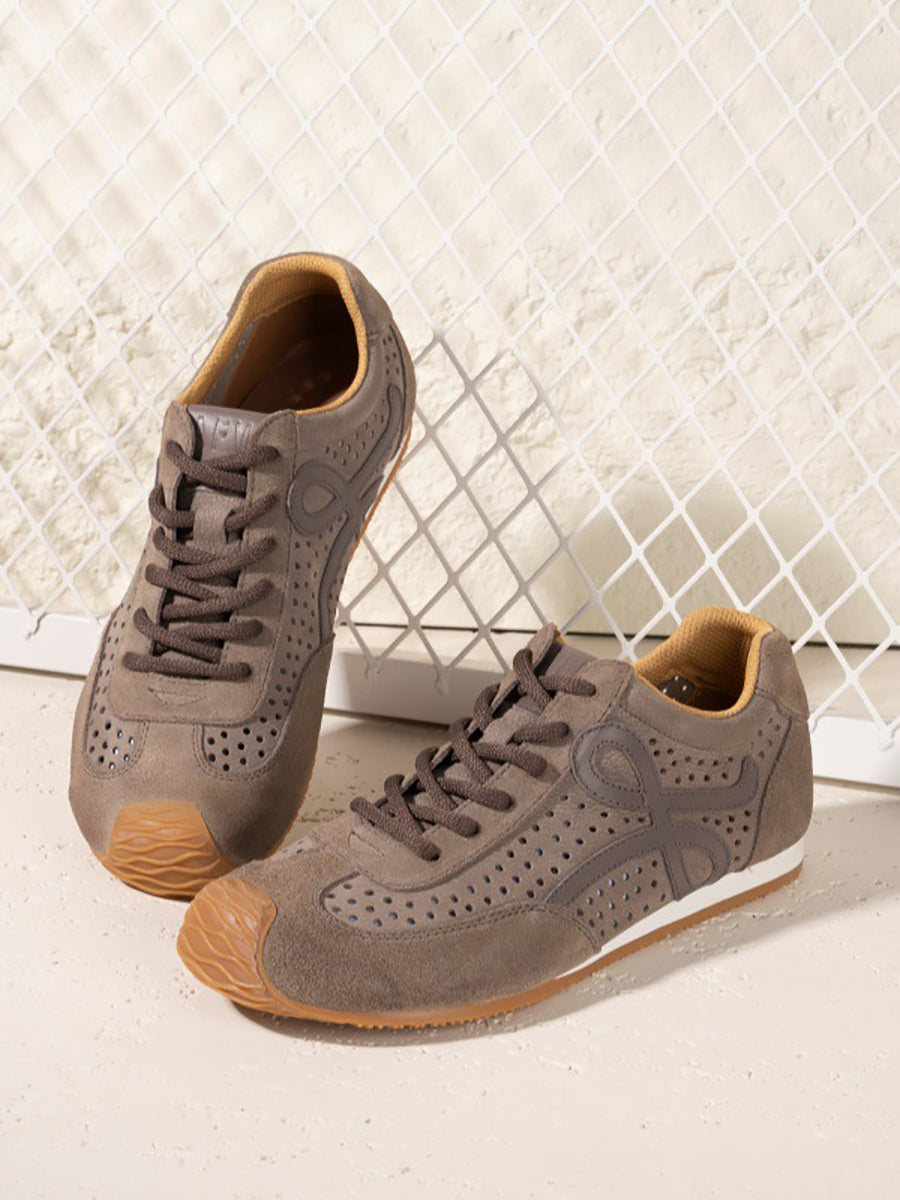 Sport Men Genuine Leather Vintage Shoes Breathable