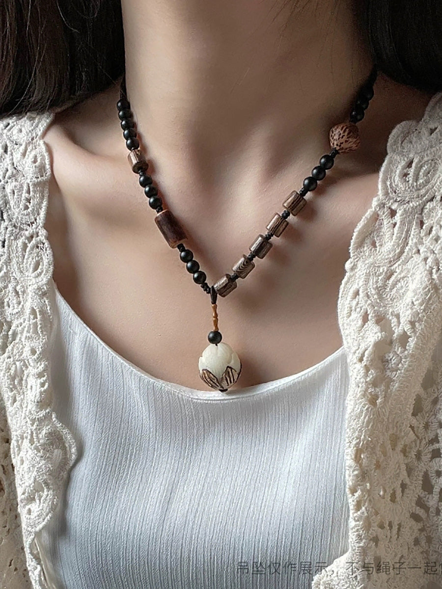 Women Necklace Wooden Bead Bodhi Ethnic