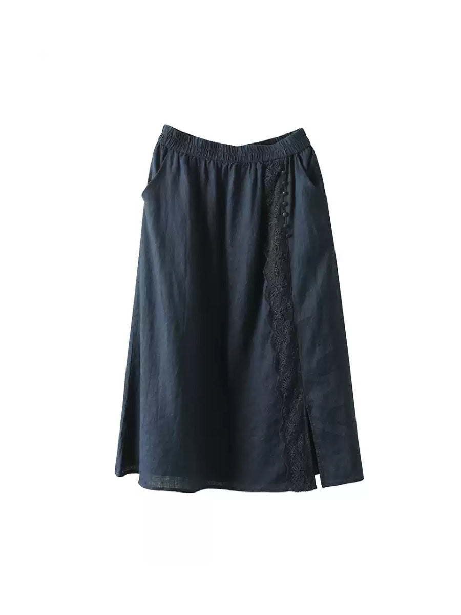 Skirt Summer Lace Women Color 100%Linen Pure