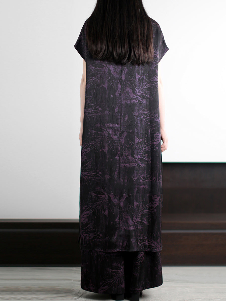 Suits Summer V-Neck Loose Vintage Flower Women