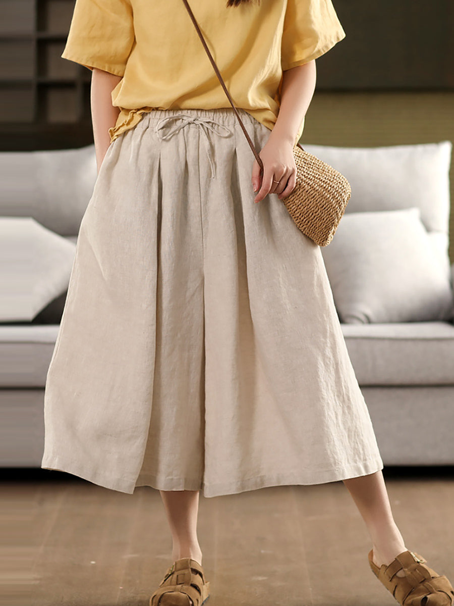Women Pure Summer Color 100%Linen Skirt
