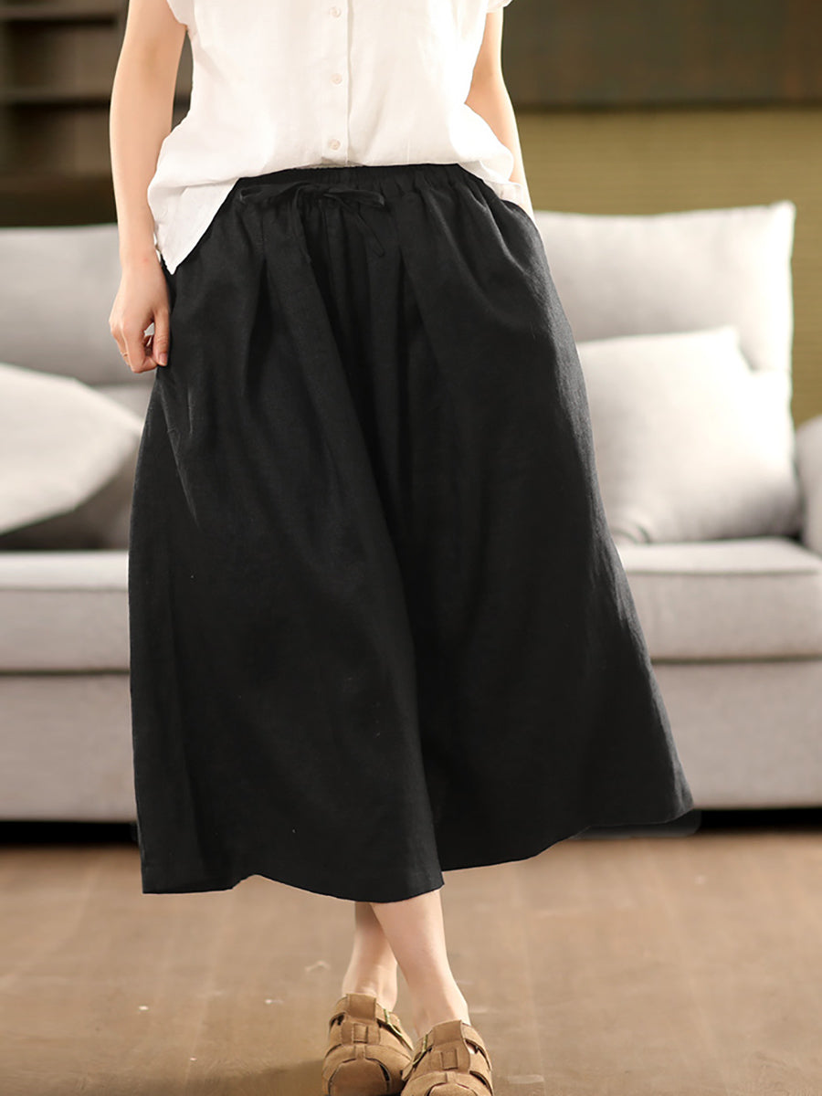 Women Pure Summer Color 100%Linen Skirt