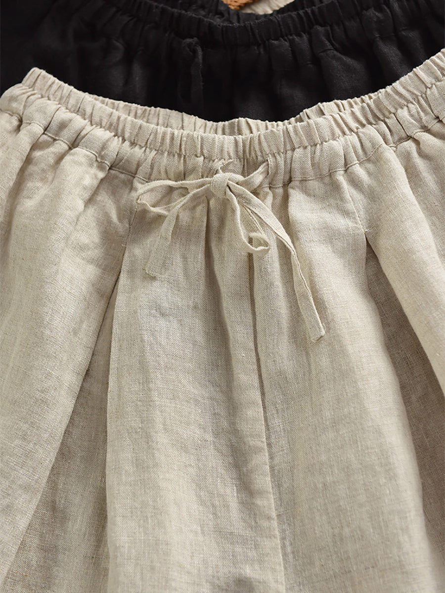 Women Pure Summer Color 100%Linen Skirt