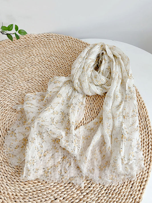 Artsy Summer Thin Scarf Floral Shawl