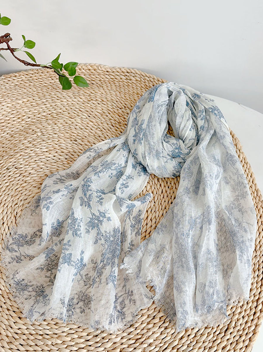 Artsy Summer Thin Scarf Floral Shawl