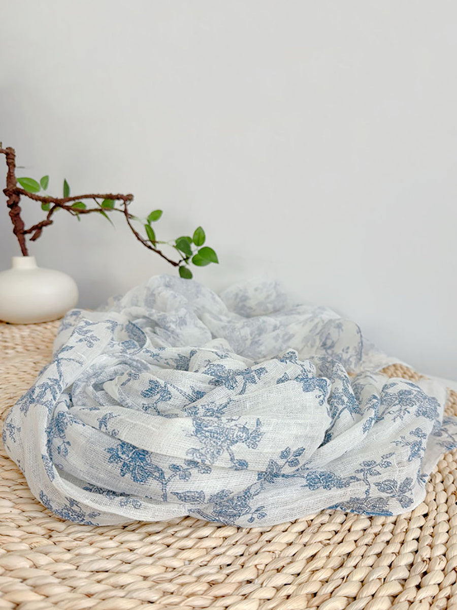 Artsy Summer Thin Scarf Floral Shawl