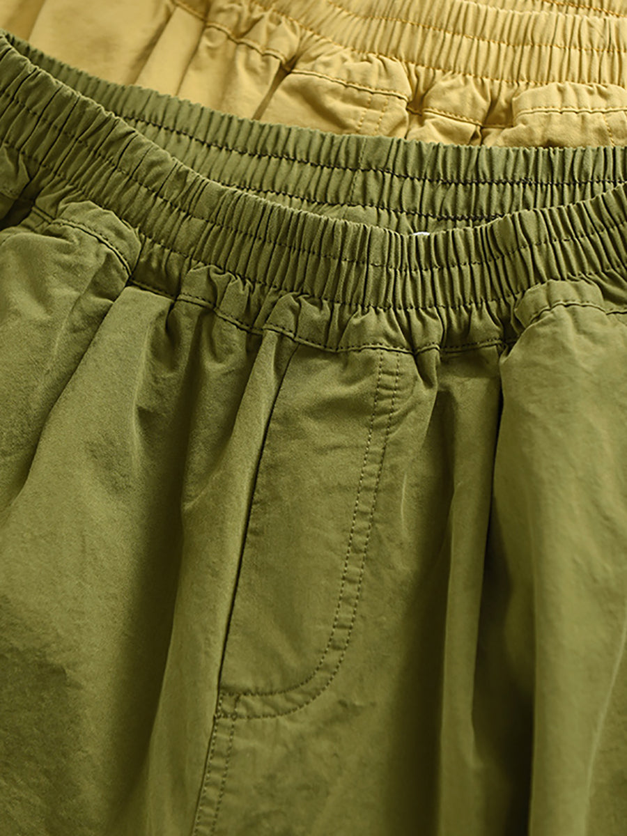 Pure Pants Women Color 100%Cotton Casual Cropped