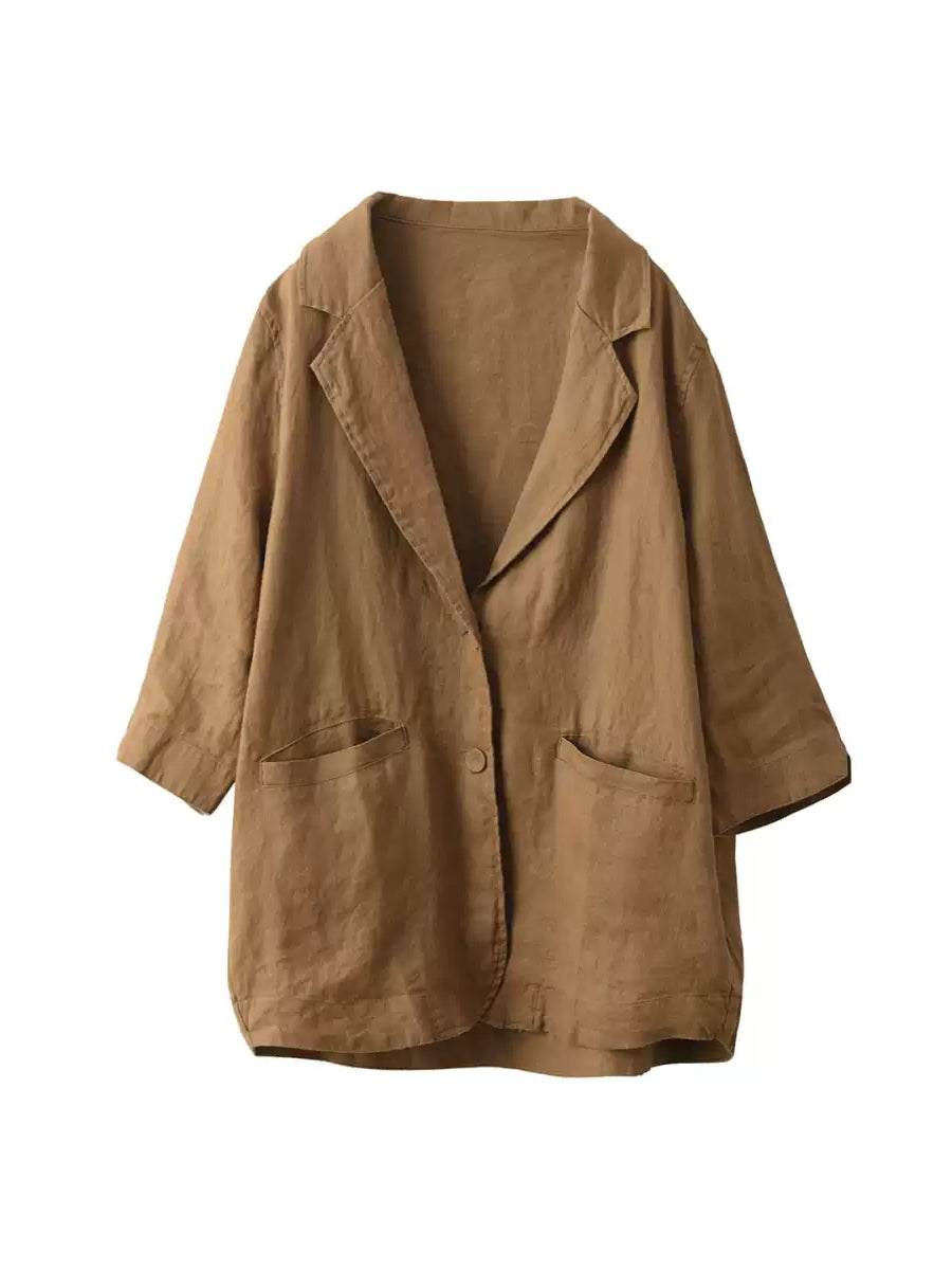 Artsy 100%Linen Pure Coat Women Color Shirt Summer