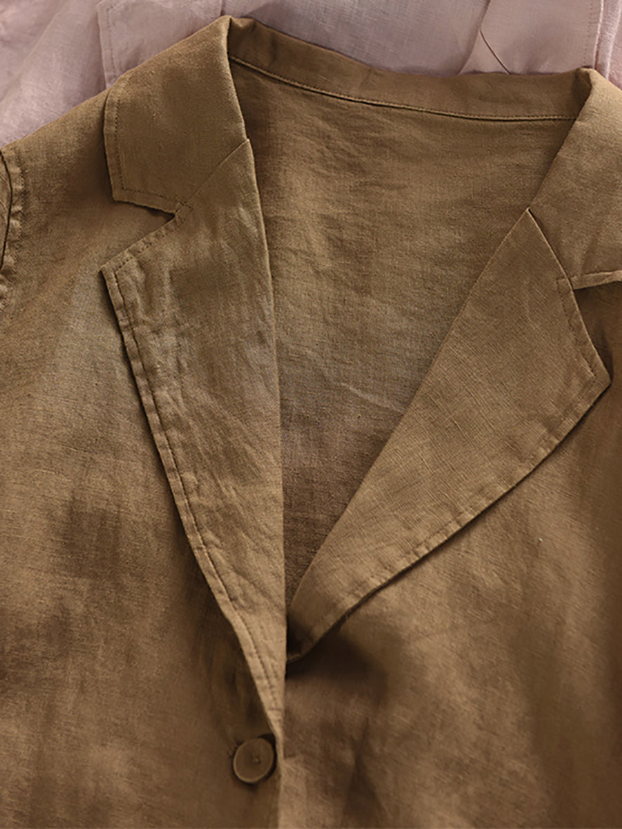 Artsy 100%Linen Pure Coat Women Color Shirt Summer