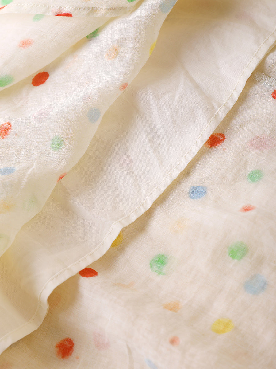 Women Summer Artsy O-Neck Flower Vest 100%Ramie Dress