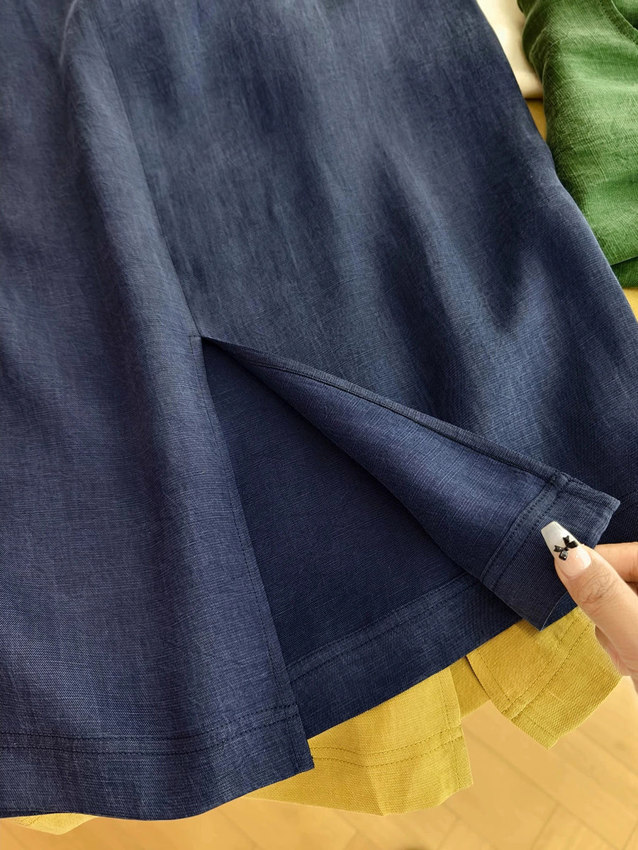 Women Pure Skirt Linen Summer Color Straight