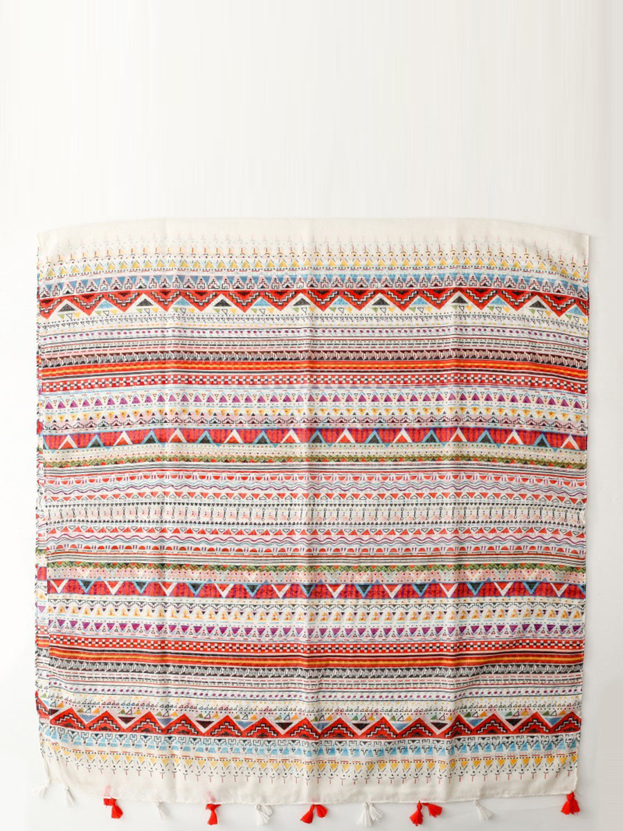 Scarf Print Bohemia Women Shawl Tassel Geometric